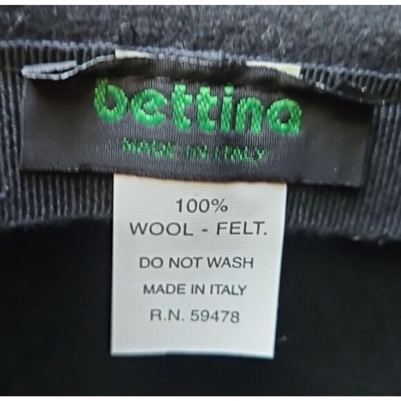 Bettina Women's Black Wool Hat ?bucket bowler style Italy - Picture 4 of 9